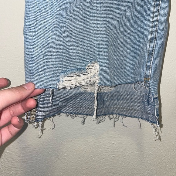 Fashion Nova Amsterdam Ripped Straight Leg Light Wash Jeans - Picture 4 of 7